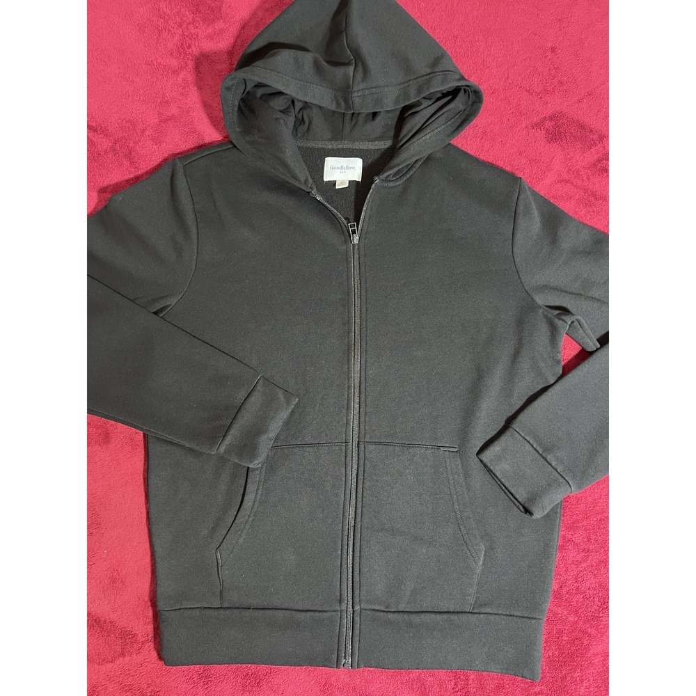 Black Goodfellow & Co full-zip Fleece Hoodie Sz M Cotton Blend Great Condition - Picture 3 of 9